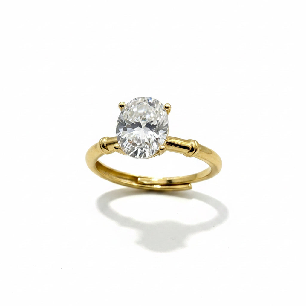 RING OVAL MOISSANITE 2CT ADJUSTABLE