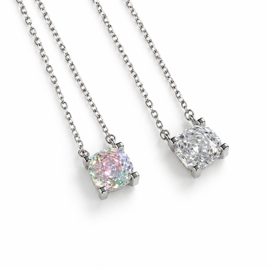 NECKLACE SOLITAIRE ROSE CUT CUBIC ZIRCON