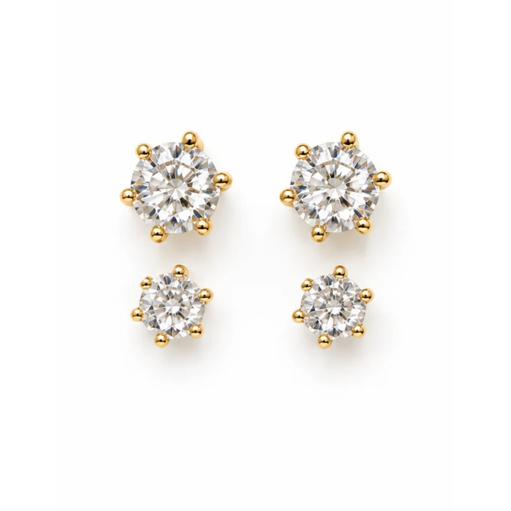 EARRING DUO STUDS CUBIC ZIRCONIA