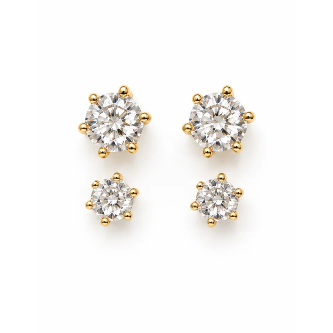 EARRING DUO STUDS CUBIC ZIRCONIA