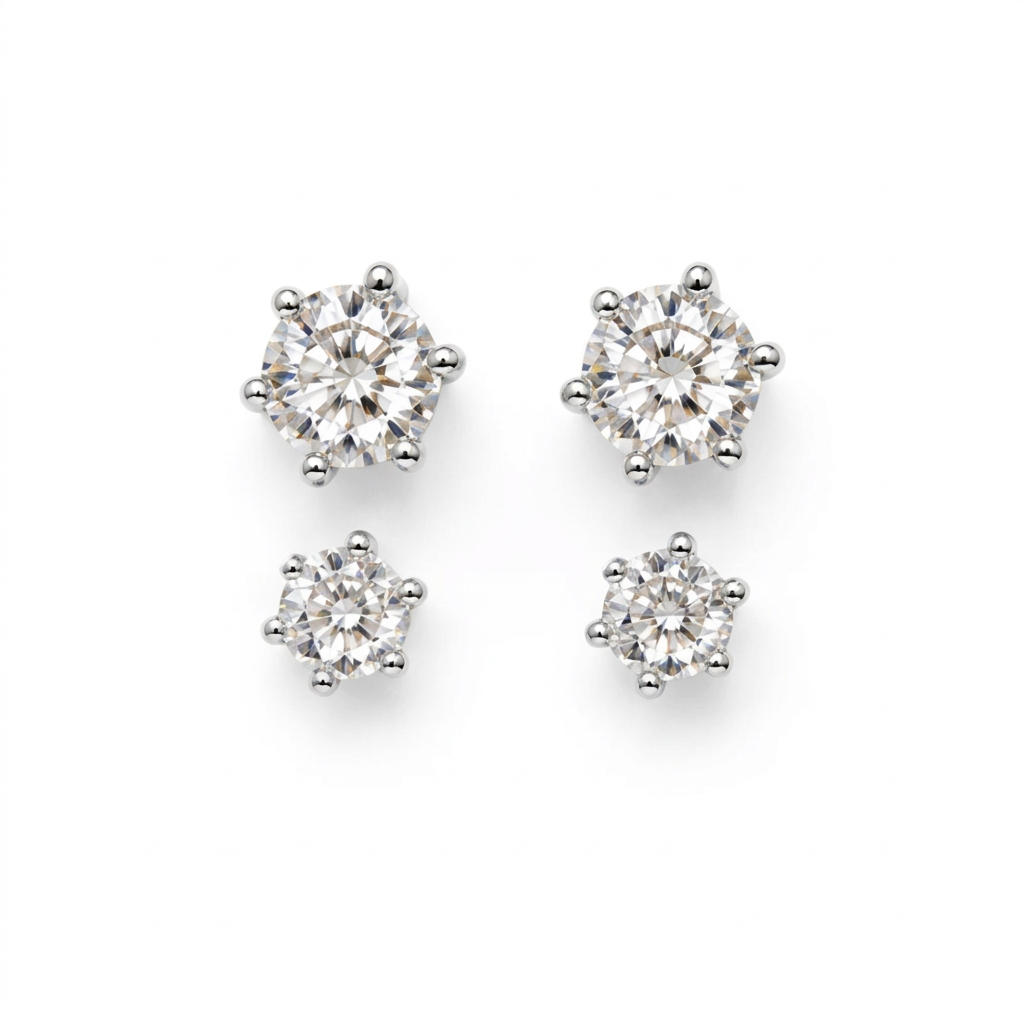 EARRING DUO STUDS CUBIC ZIRCONIA