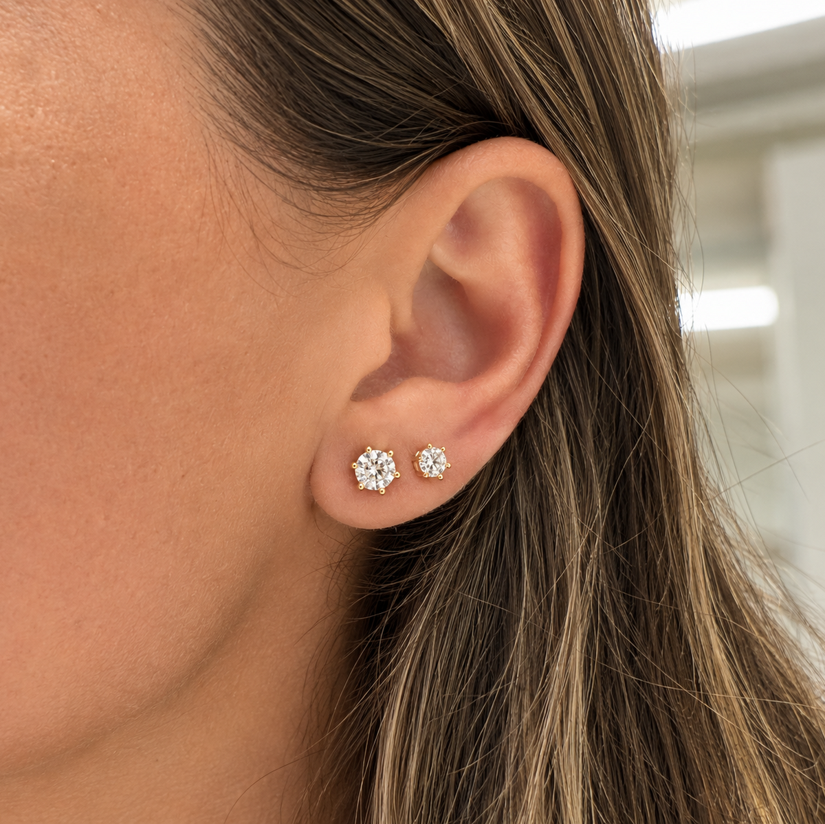 EARRING DUO STUDS CUBIC ZIRCONIA