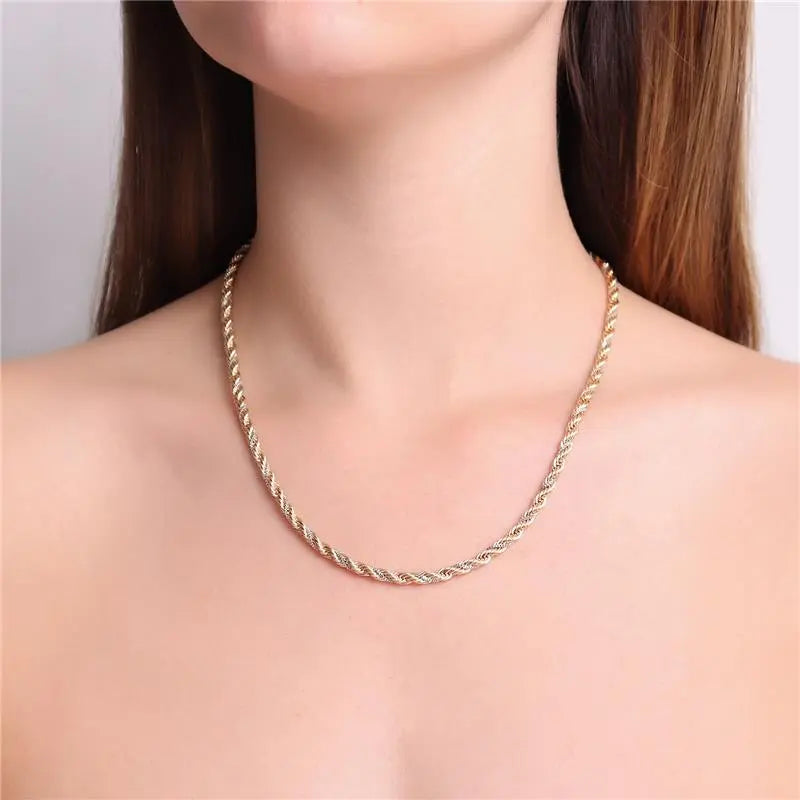 NECKLACE TWISTED ROPE DUO PLATED