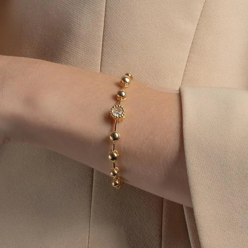 BRACELET HALF SPHERE + CENTRAL CRYSTAL