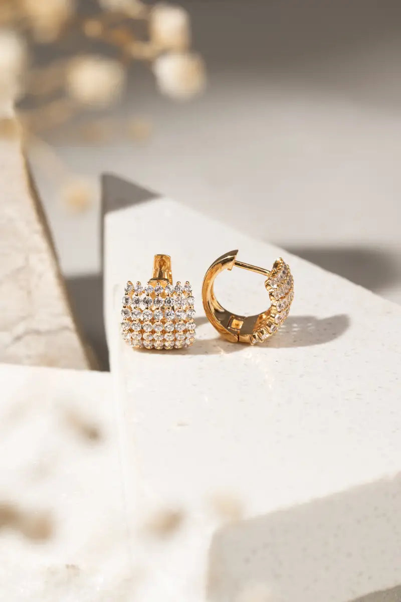 EARRING HOOPS CUBIC ZIRCON LINES