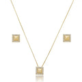 NECKLACE+EARRINGS SET SQUARE STUDDED CUBIC ZIRCONIA
