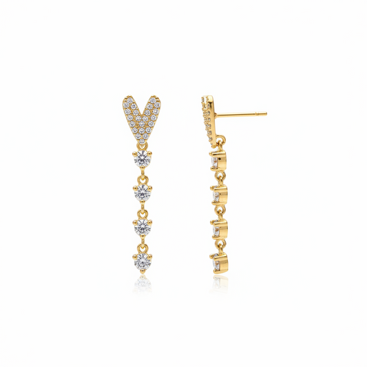 EARRING HEART STUD WITH CZ LINE