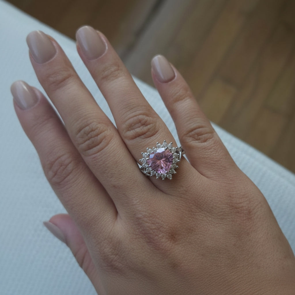 RING HEART STUDDED CUBIC ZIRCONIA