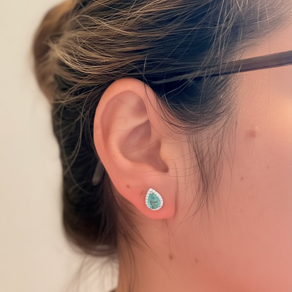 EARRING STUDS SIMULATED PARAIBA FUSION CRYSTAL SILVER925