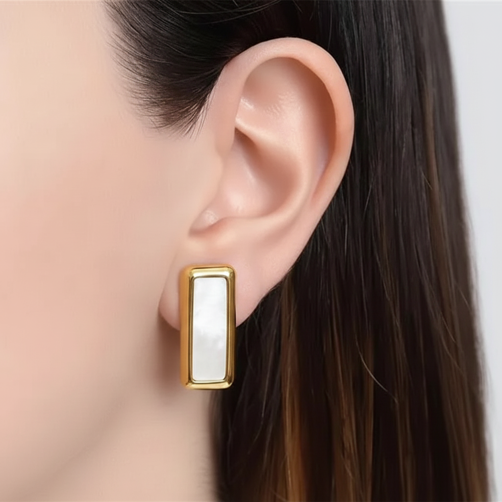 EARRINGS RECTANGLE MODERN MOTHER OF PEARL