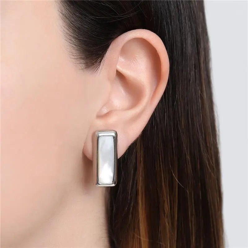 EARRINGS RECTANGLE MODERN MOTHER OF PEARL
