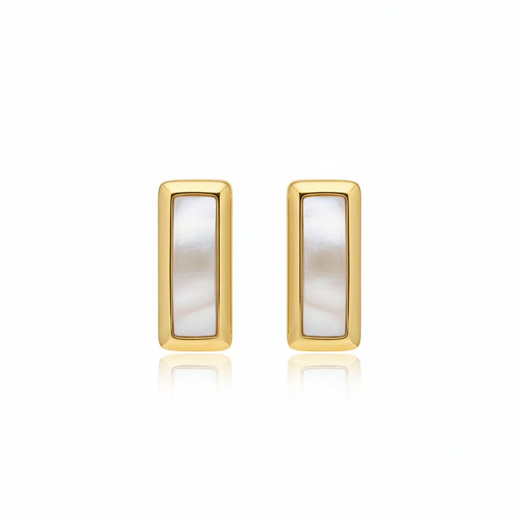 EARRINGS RECTANGLE MODERN MOTHER OF PEARL