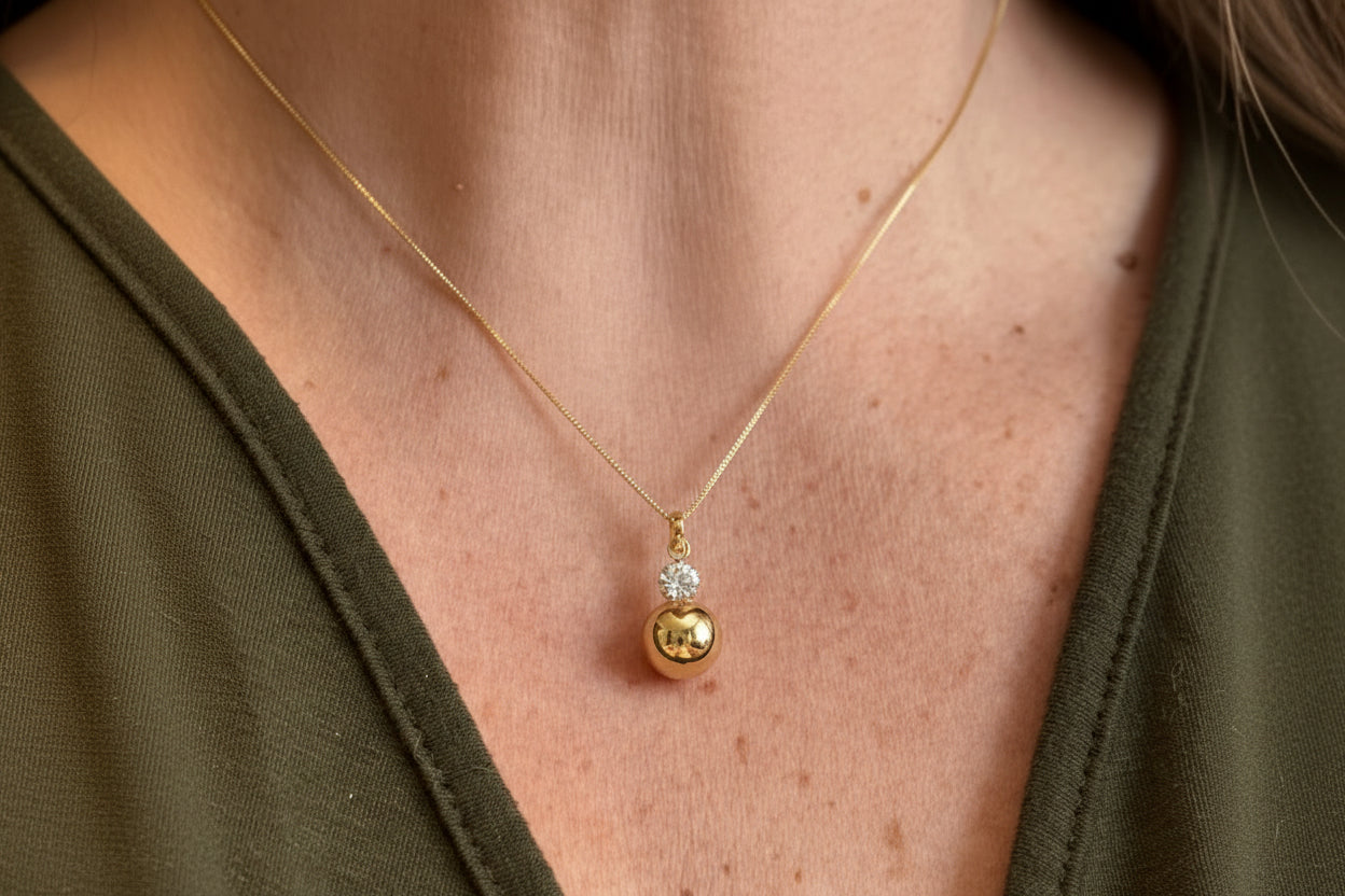 NECKLACE SPHERE AND CUBIC ZIRCONIA PENDANT