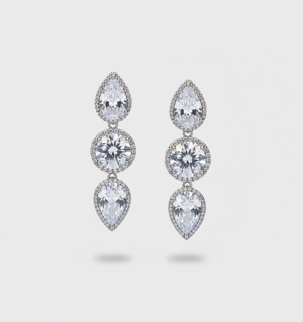 EARRINGS TEARDROP ELEGANT CUBIC ZIRCONIA