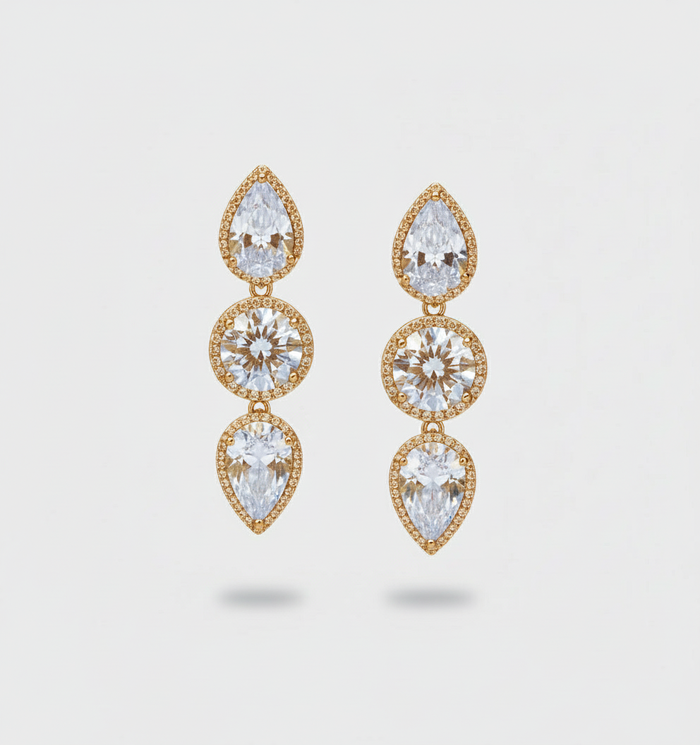 EARRINGS TEARDROP ELEGANT CUBIC ZIRCONIA