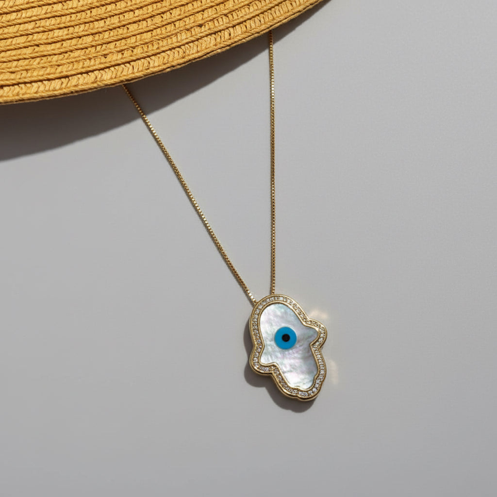 NECKLACE GREEK EVIL EYE HAMSA