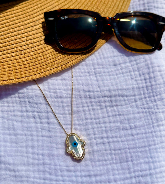 NECKLACE GREEK EVIL EYE HAMSA