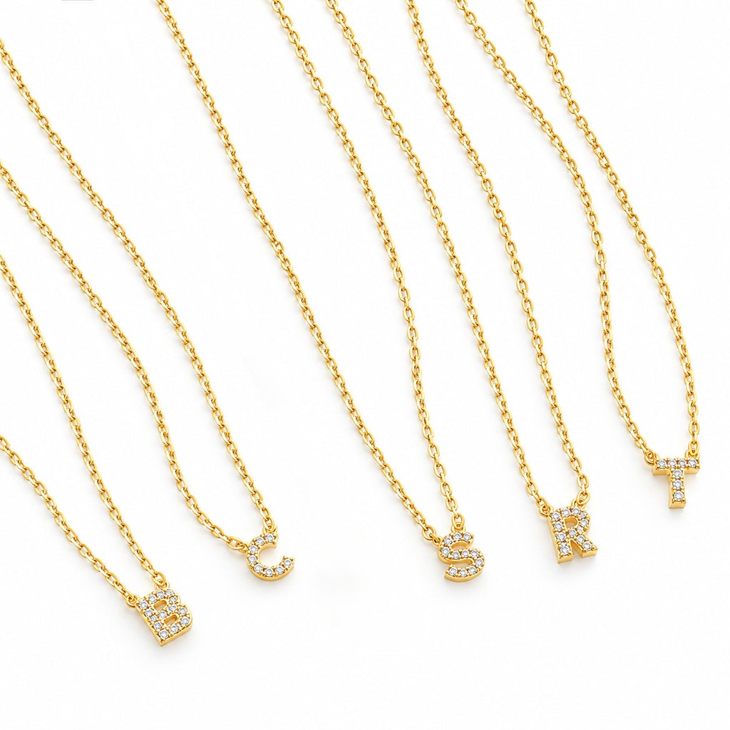NECKLACE MINI INITIAL CUBIC ZIRCONIA
