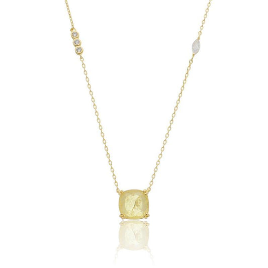 NECKLACE SQUARE YELLOW CITRINE FUSION CRYSTAL