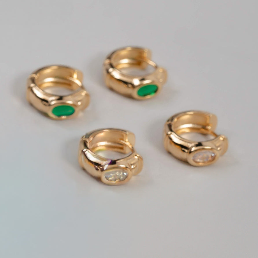 EARRING HOOPS CHUNKY CRYSTAL