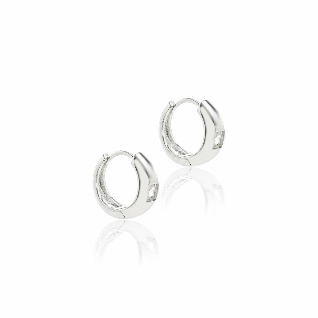 EARRING HOOPS SQUARE CUBIC ZIRCONIA