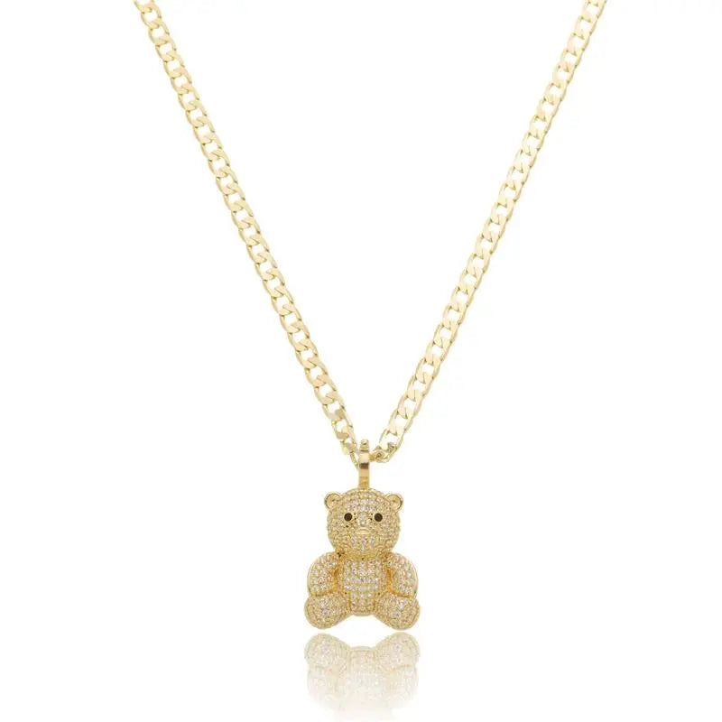NECKLACE TEDDY BEAR PAVE CUBIC ZIRCONIA