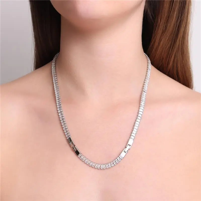 NECKLACE RIVIERA BAGUETTE CRYSTALS WITH EXTENSOR