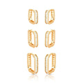 EARRING SAUARE HOOPS TRIO CRYSTALS