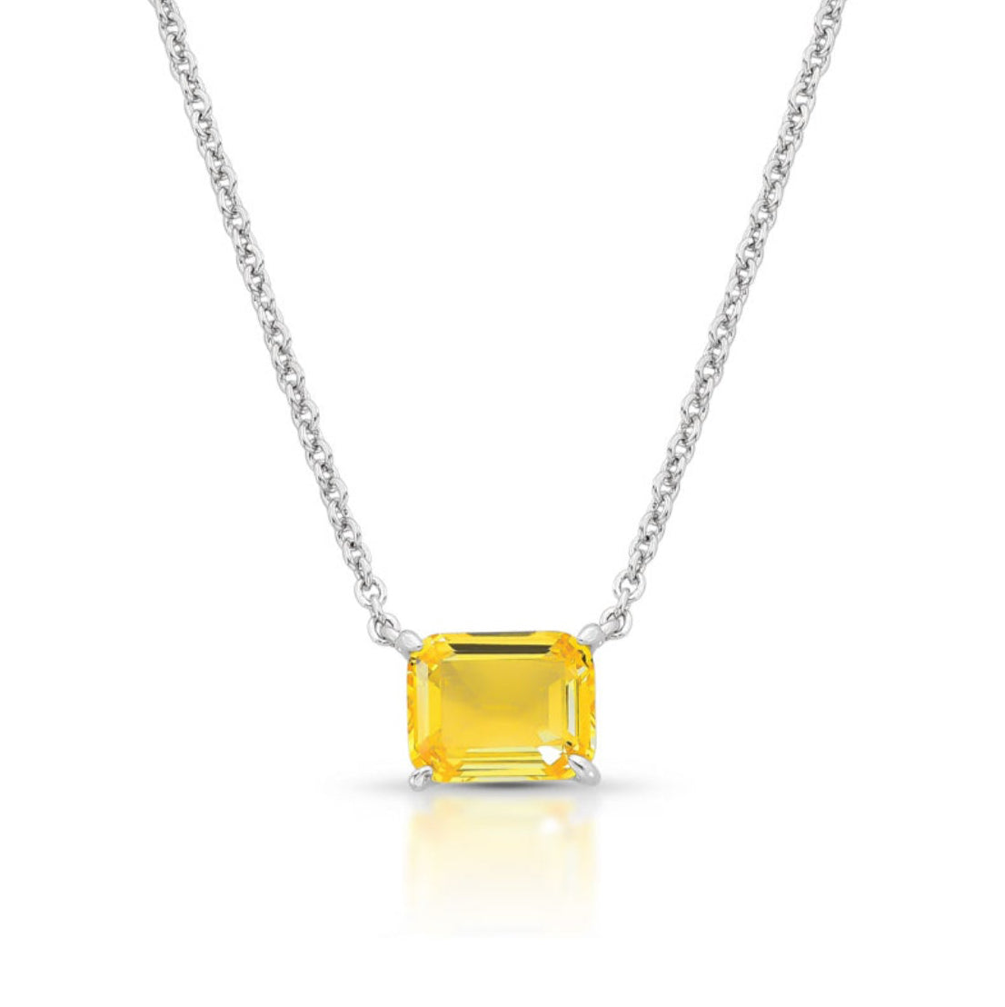 NECKLACE RECTANGLE CUBIC ZIRCONIA PENDANT
