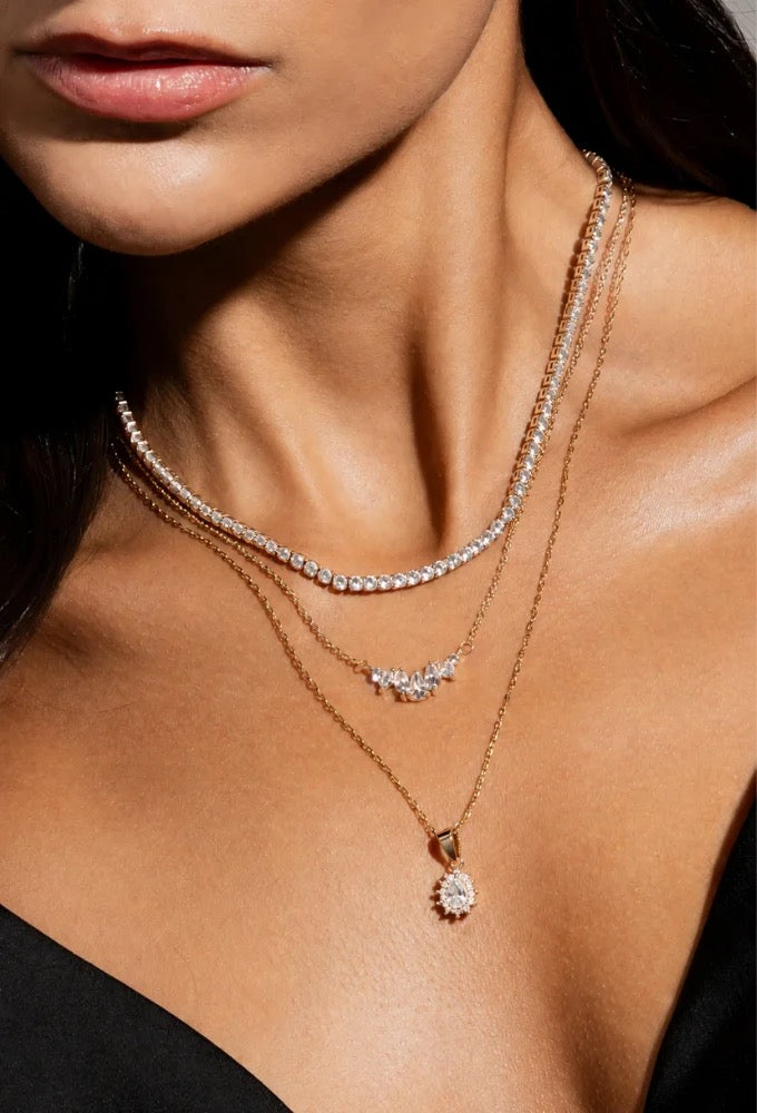 NECKLACE GEOMETRIC PENDANT CUBIC ZIRCONIA