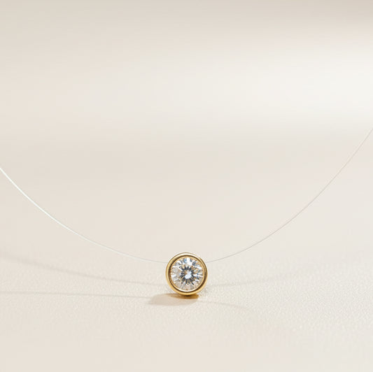 NECKLACE ROUND CUBIC ZIRCONIA ON NYLON STRING