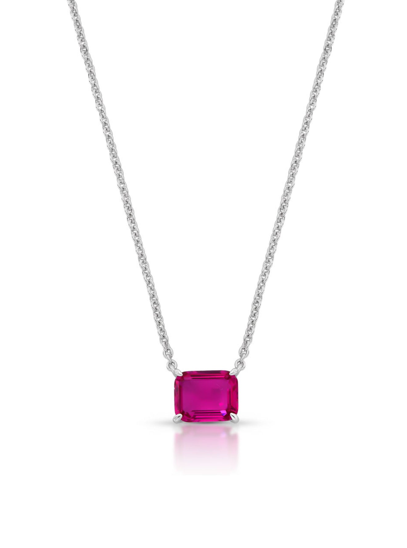 NECKLACE RECTANGLE CUBIC ZIRCONIA PENDANT