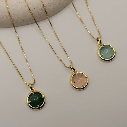 NECKLACE ROUND CRYSTAL PENDANT