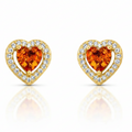 EARRING STUDS HEART ORANGE APEROL CUBIC ZIRCONIA