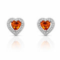 EARRING STUDS HEART ORANGE APEROL CUBIC ZIRCONIA