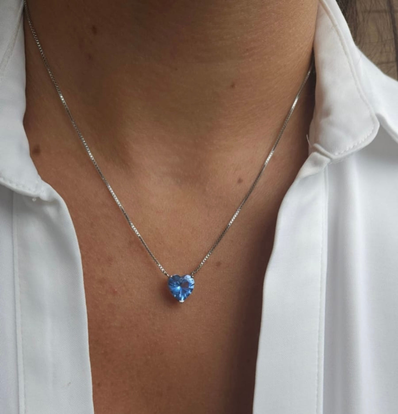 NECKLACE BLUE HEART CUBIC ZIRCON