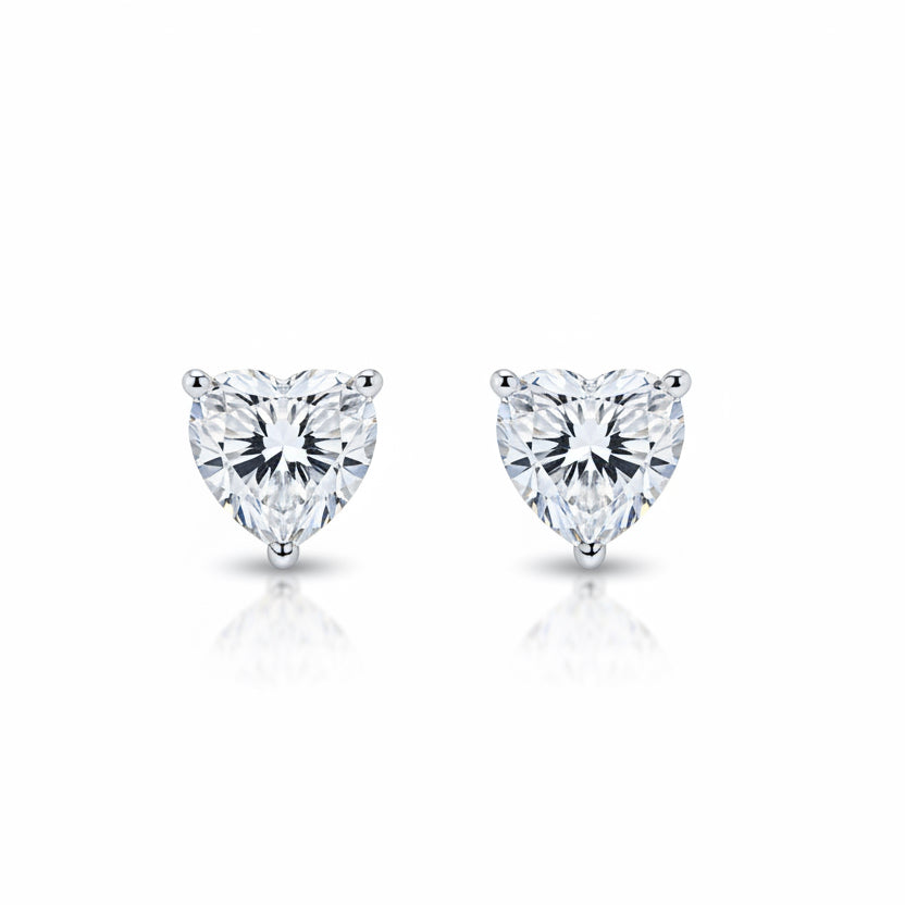EARRING STUDS HEART MOISSANITE 8x8mm