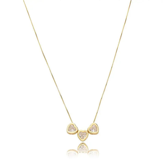 NECKLACE 3 HEART CUBIC ZIRCONIA