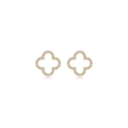 EARRINGS CLOVER STUDDED CUBIC ZIRCON