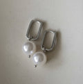 EARRING SQUARE HOOPS WITH PEARL SHELL