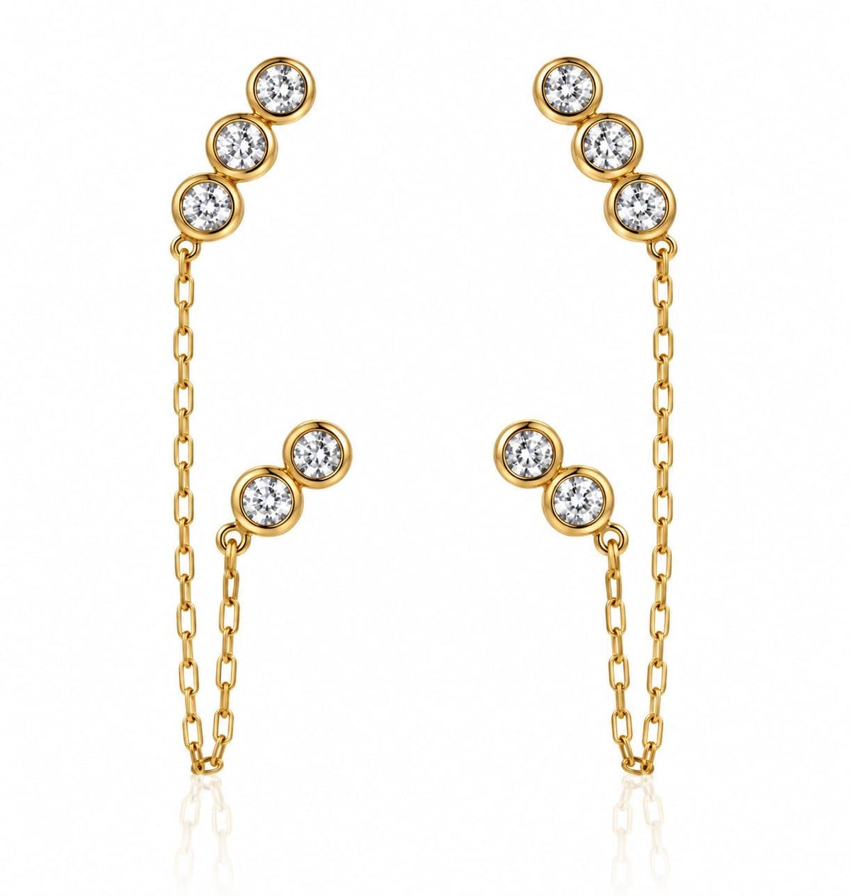EARRING THREADERS WITH CUBIC ZIRCONIA