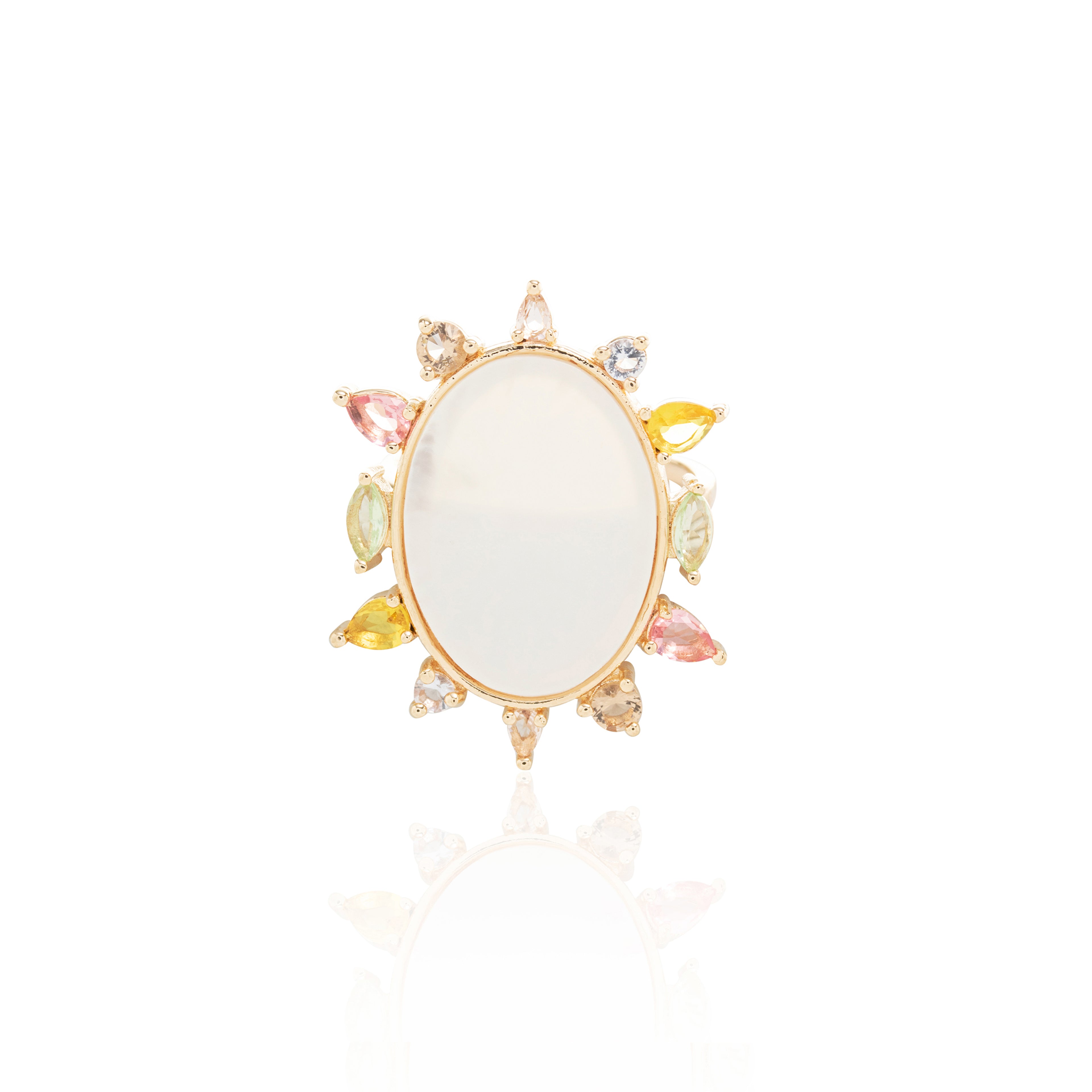 RING MIRROR MOTHER OF PEARL COLOR CRYSTALS