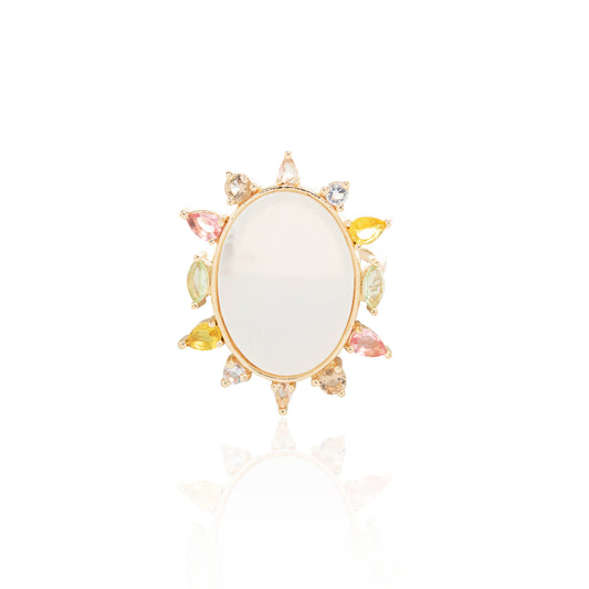 RING MIRROR MOTHER OF PEARL COLOR CRYSTALS