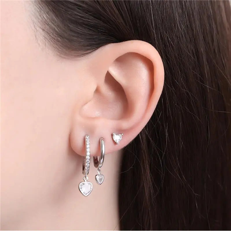 EARRING TRIO LOVE HEARTS CUBIC ZIRCON