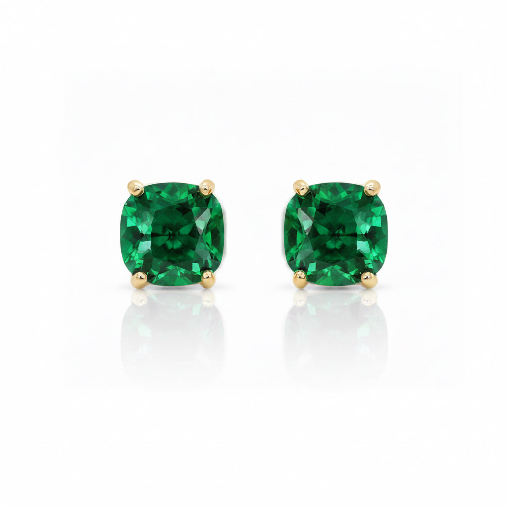 EARRING STUDS SQUARE 10MM EMERALD GREEN CRYSTAL
