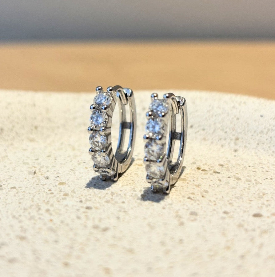 EARRING HOOPS MOISSANITES 1.8CT 4MM SILVER925