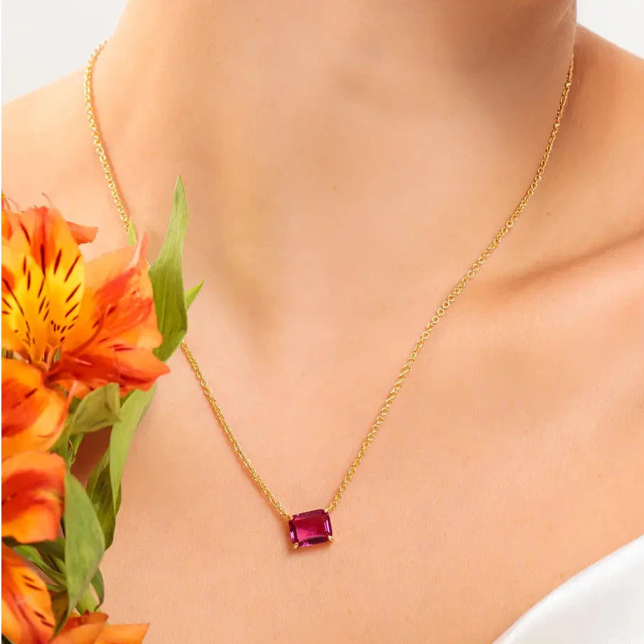 NECKLACE RECTANGLE CUBIC ZIRCONIA PENDANT