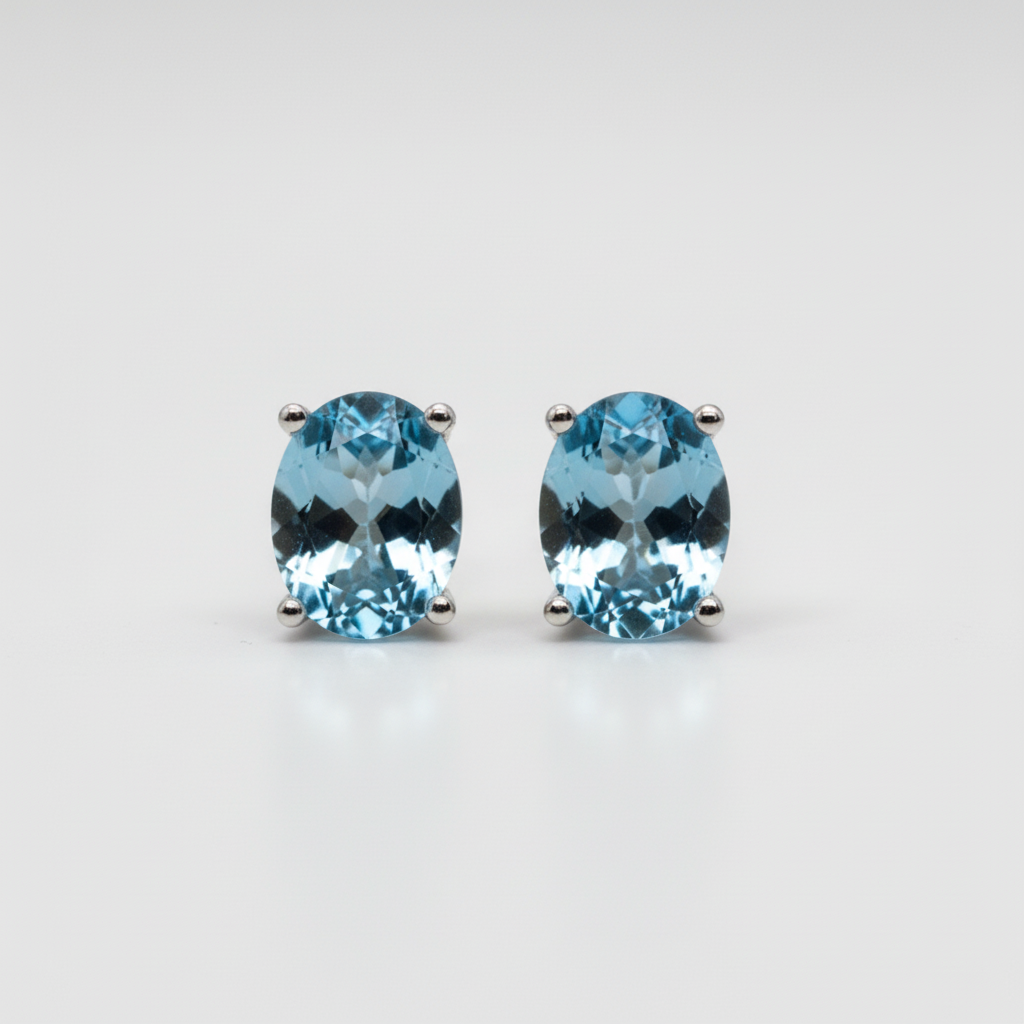 EARRING STUDS OVAL 6x8mm SILVER925