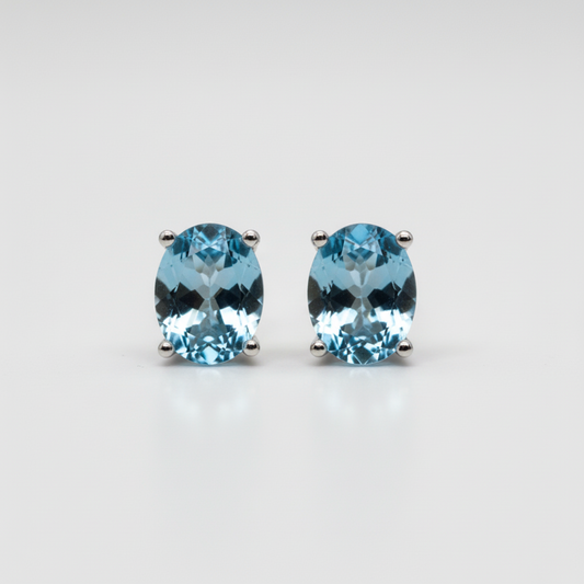 EARRING STUDS OVAL 6x8mm SILVER925