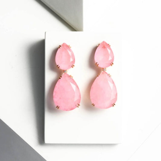 EARRING PINK FUSION TEAR DROPS